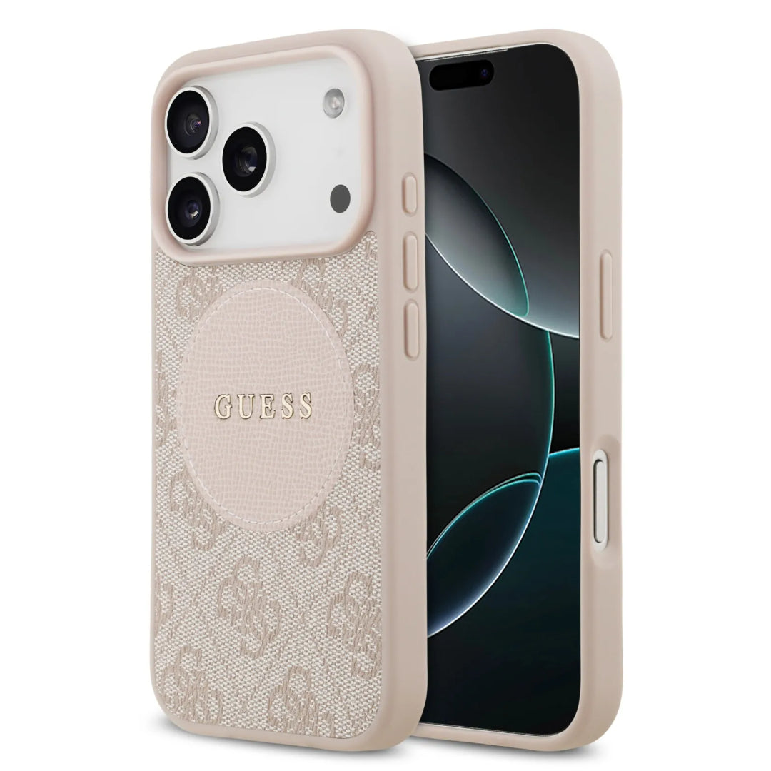 Guess MagSafe 4G PU Leather Case With Round Patch & Classic Logo