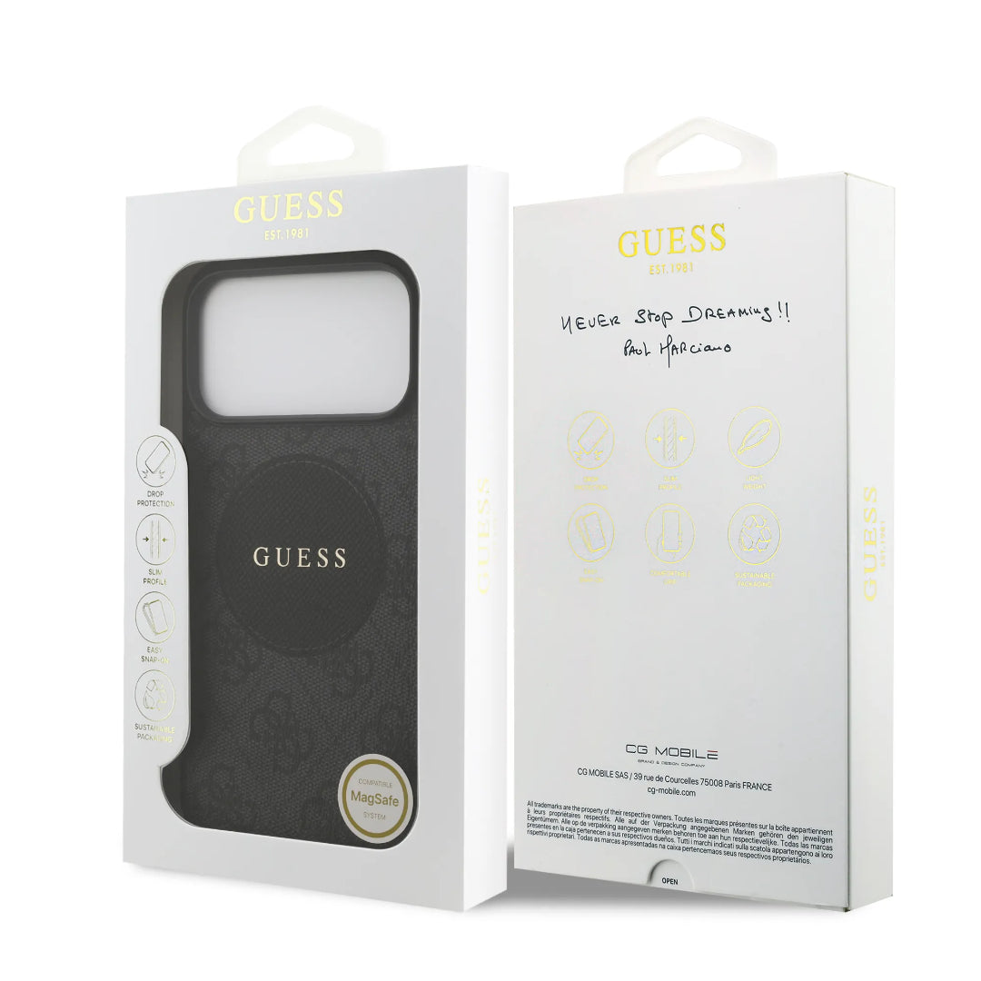 Guess MagSafe 4G PU Leather Case With Round Patch & Classic Logo