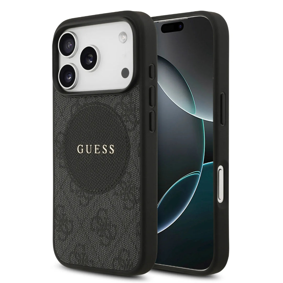 Guess MagSafe 4G PU Leather Case With Round Patch & Classic Logo