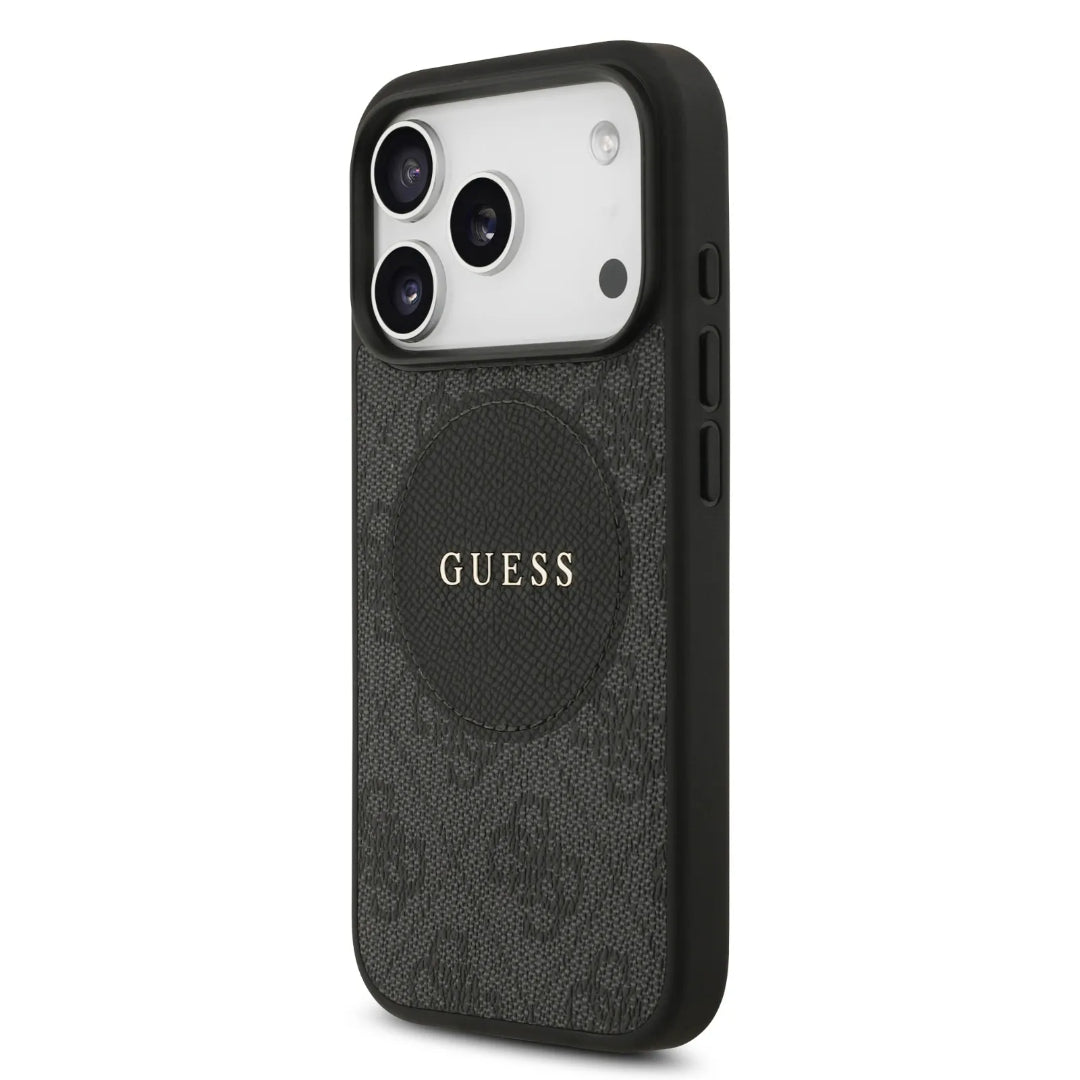 Guess MagSafe 4G PU Leather Case With Round Patch & Classic Logo