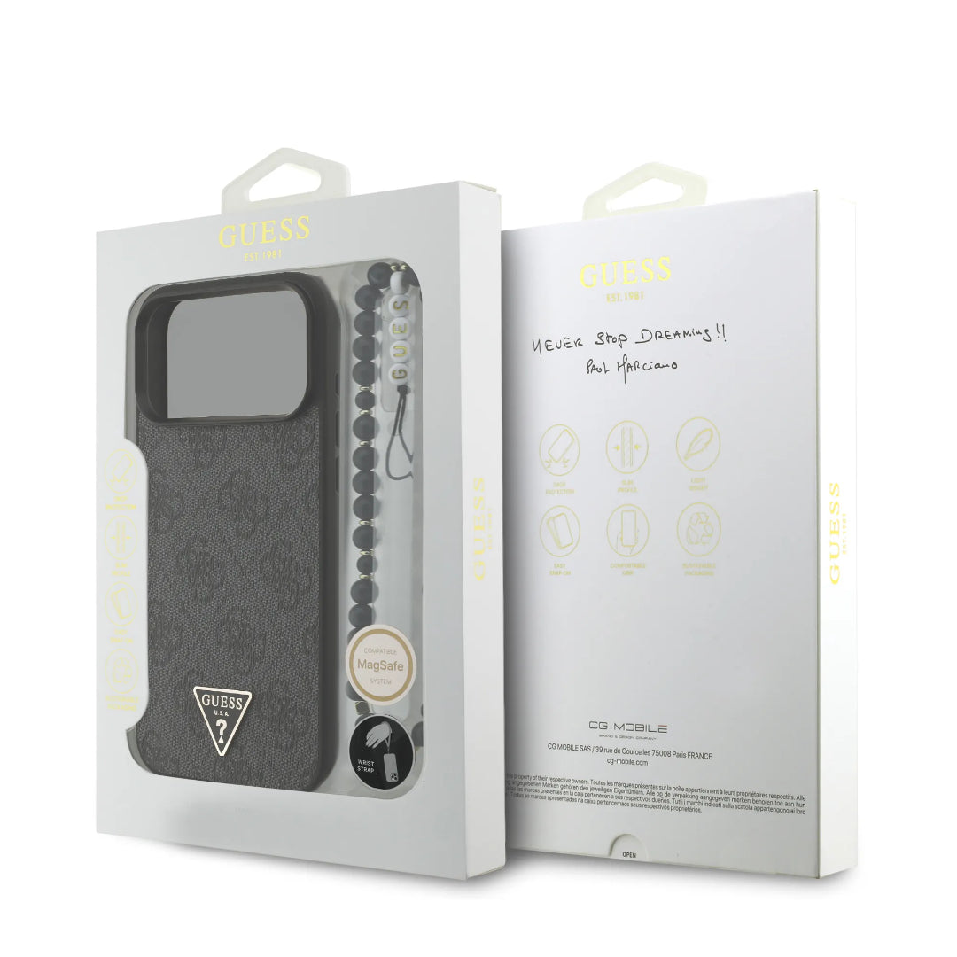 Guess MagSafe 4G PU Leather Case With Small 4G Logo & Lanyard