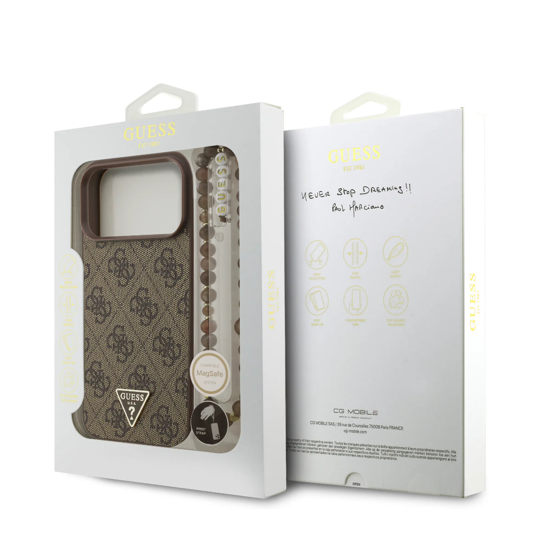 Guess MagSafe 4G PU Leather Case With Small 4G Logo & Lanyard