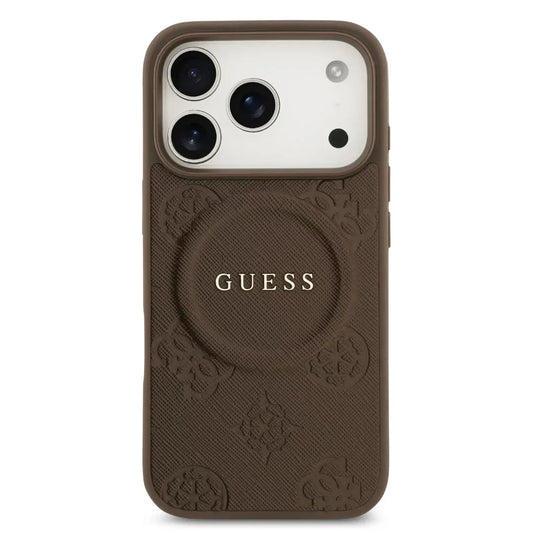 Guess MagSafe PU Leather Case With Peony Hot Stamp Design With Classsic Logo