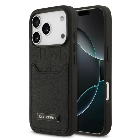 Karl Lagerfeld PU Grained Case With Card Holder & Monogram Hot Stamped Pattern