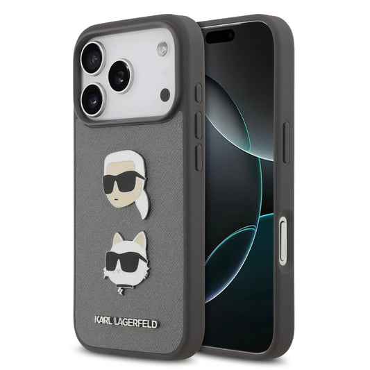 Karl Lagerfeld Full Wrapped Saffiano Leather Case With Karl & Choupette Head Pins