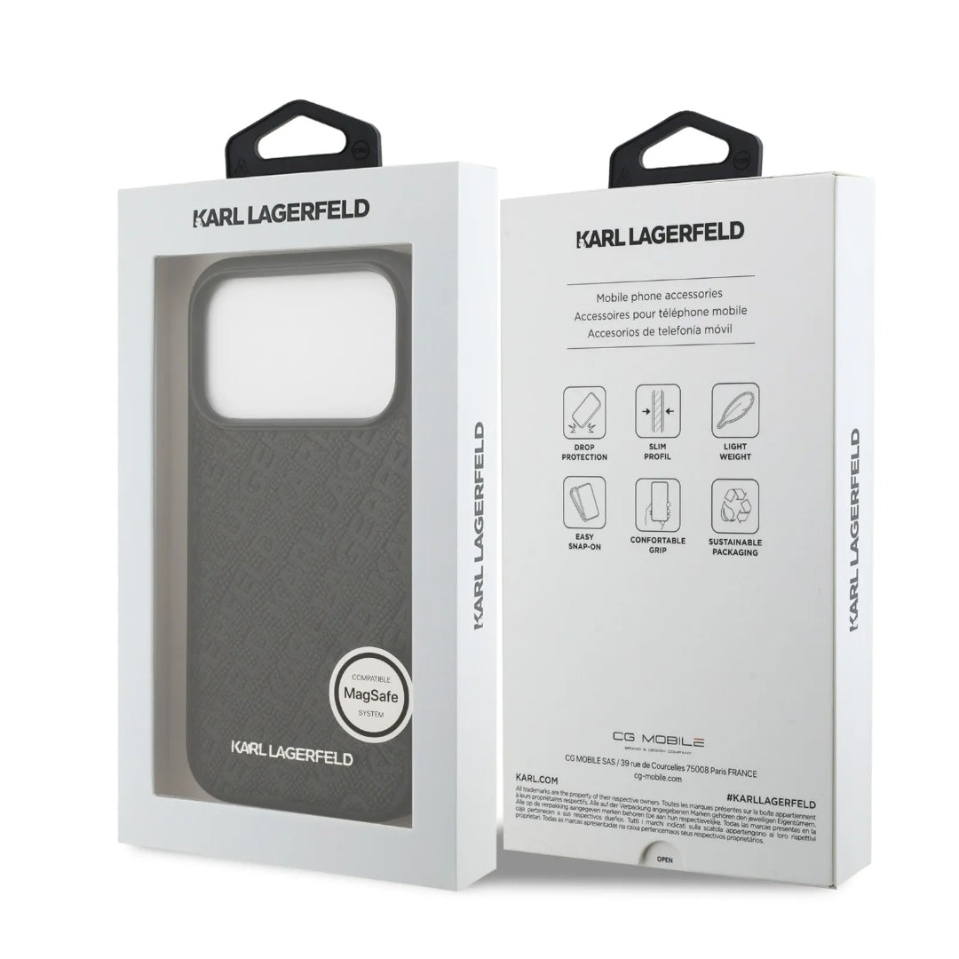 Karl Lagerfeld MagSafe Full Wrapped PU Leather Case With Karl Grain