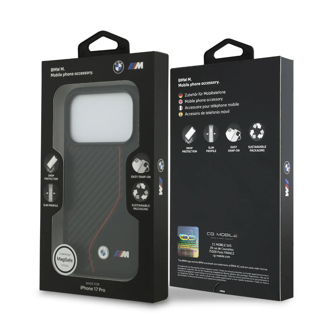 BMW PU Leather & Carbon Case With Colored Line Stitch