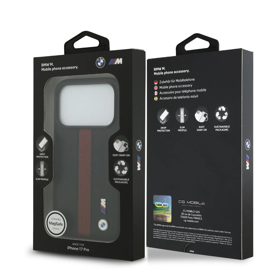 BMW PU Leather Case With Perforated Stripes & Metal Logos