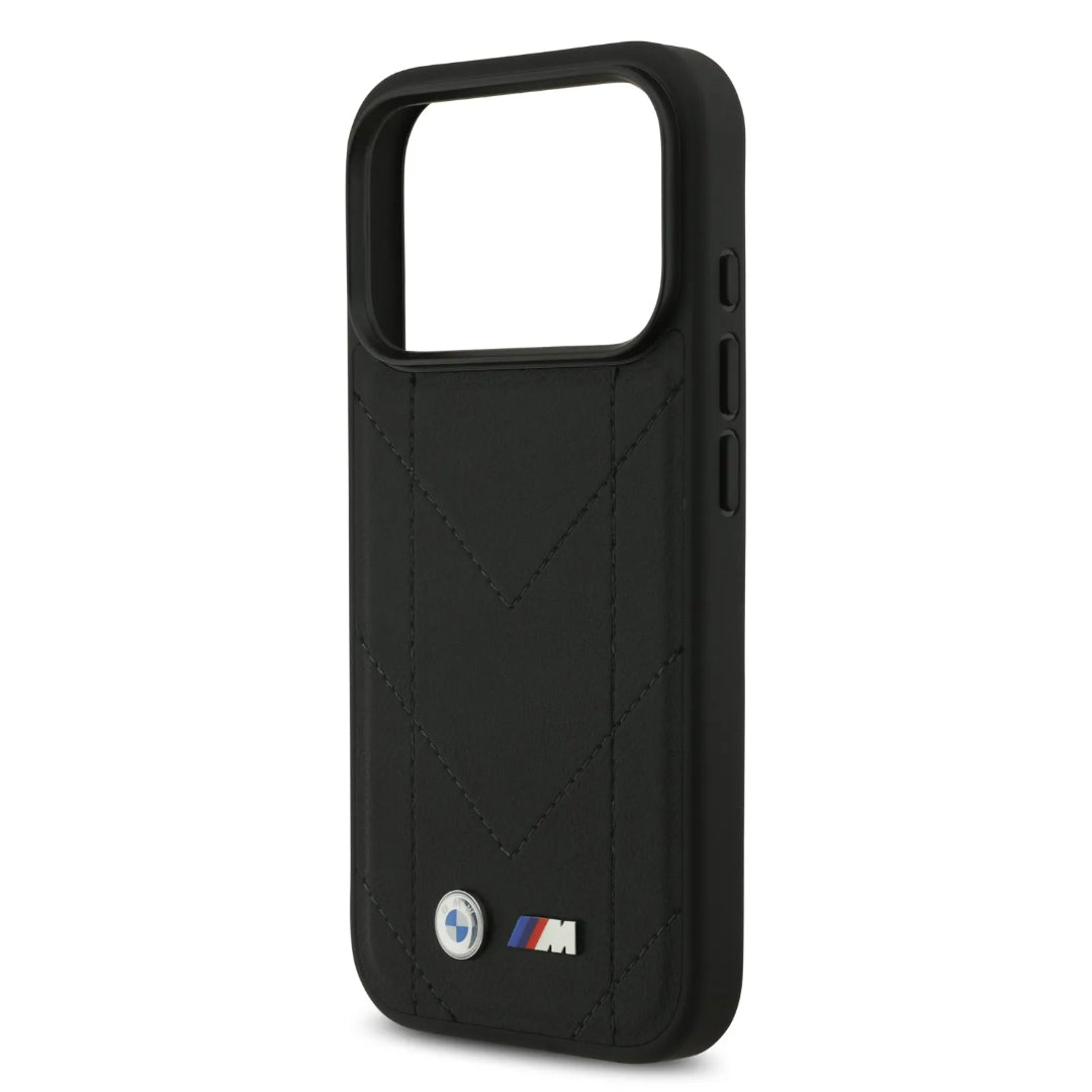 BMW MagSafe PU Quilted Leather Case With Metal Logo