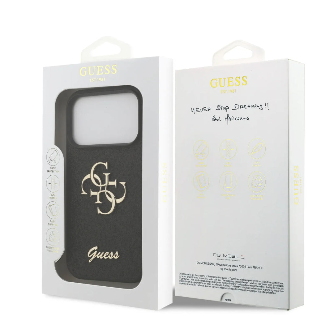 Guess PU Glitter Case With Big 4G Metal Logo