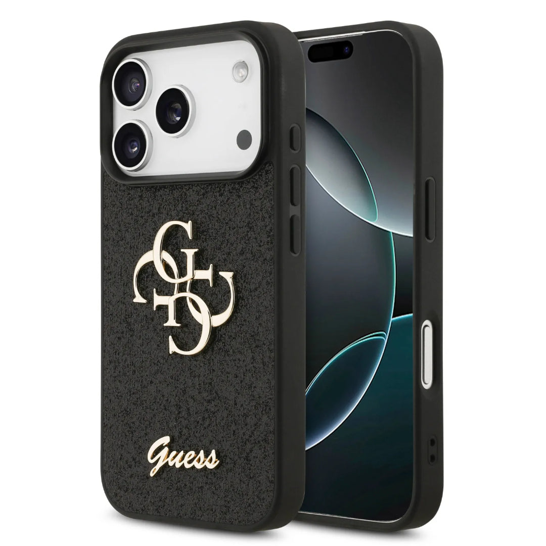 Guess PU Glitter Case With Big 4G Metal Logo