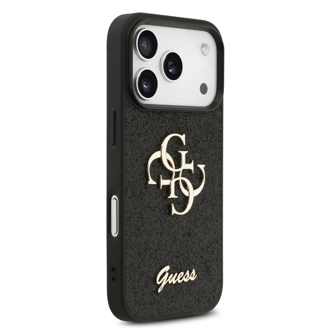 Guess PU Glitter Case With Big 4G Metal Logo