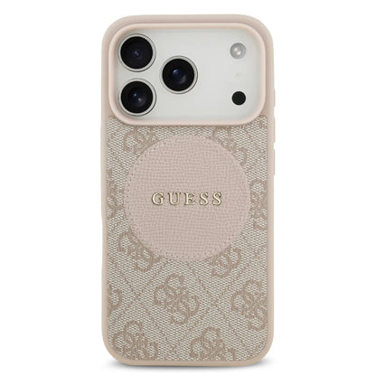 Guess MagSafe 4G PU Leather Case With Round Patch & Classic Logo