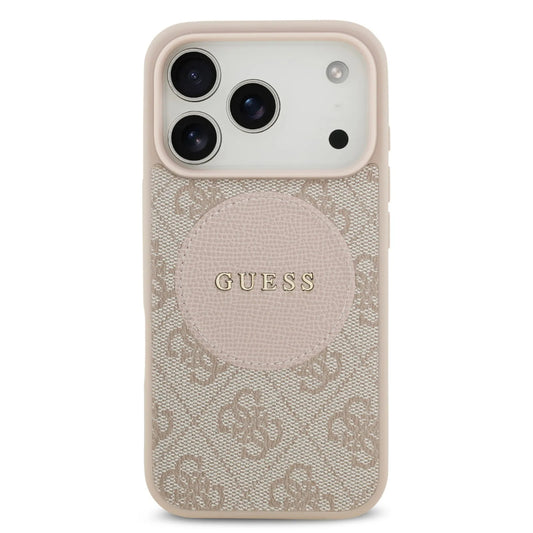 Guess MagSafe 4G PU Leather Case With Round Patch & Classic Logo