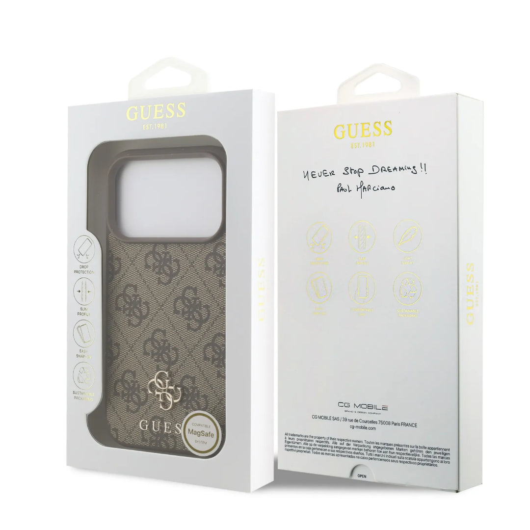 Guess MagSafe 4G PU Leather Case With Small 4G & Classic Metal Logo