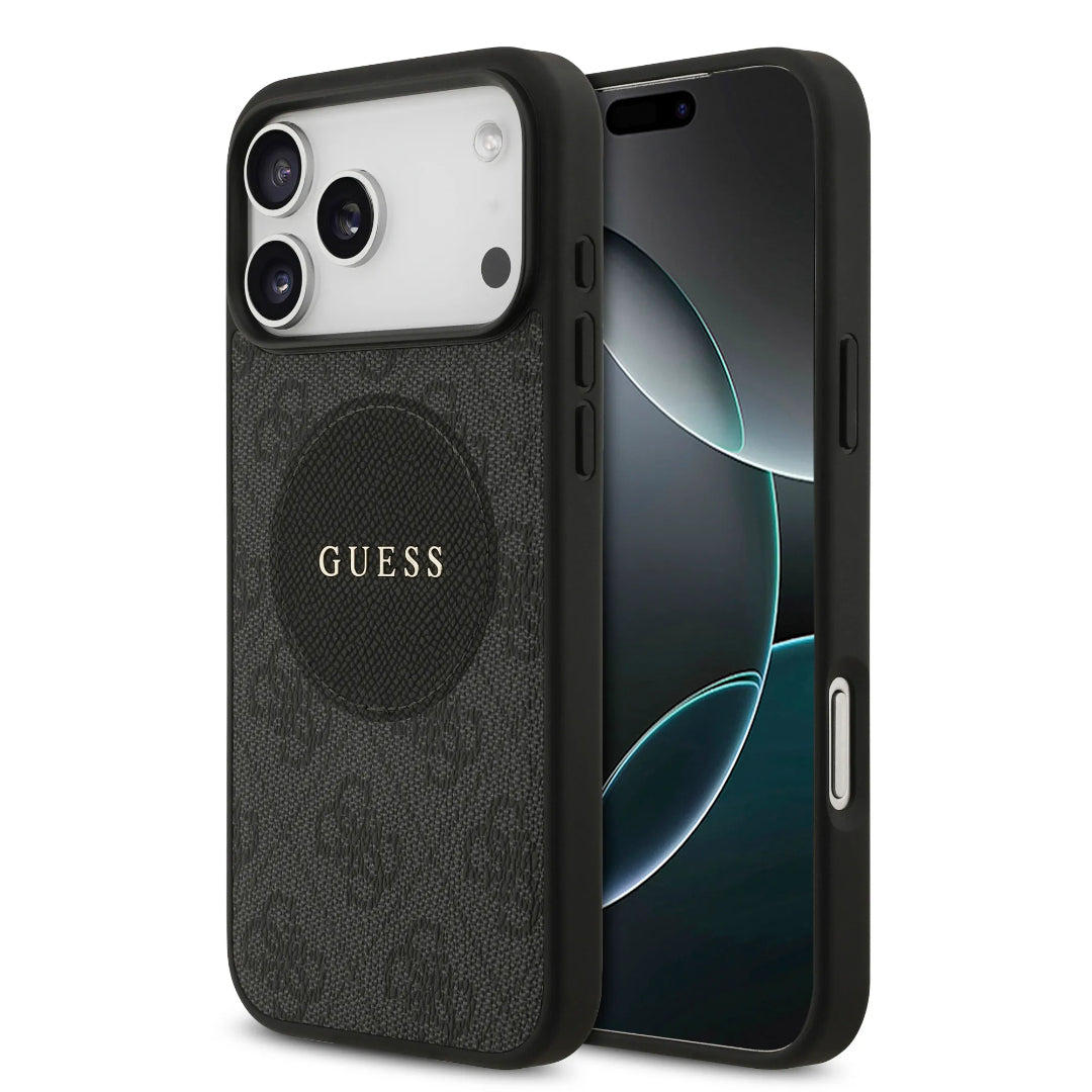 Guess MagSafe 4G PU Leather Case With Round Patch & Classic Logo