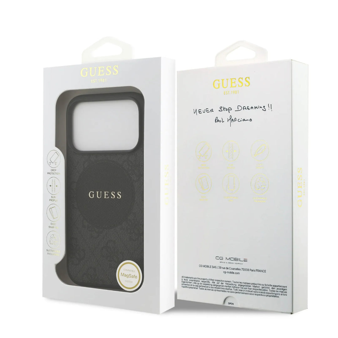 Guess MagSafe 4G PU Leather Case With Round Patch & Classic Logo