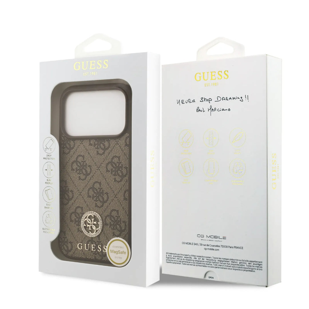 Guess MagSafe 4G PU Leather Case With Classc & Strass Logo