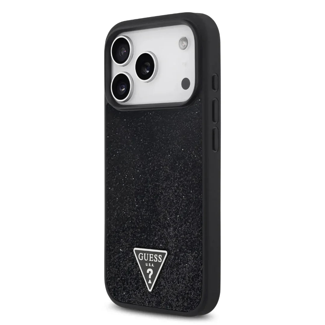 Guess MagSafe PU Leather Fixed Glitter Case With Triangle Logo