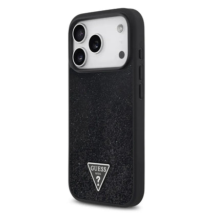 Guess MagSafe PU Leather Fixed Glitter Case With Triangle Logo