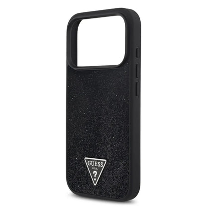 Guess MagSafe PU Leather Fixed Glitter Case With Triangle Logo