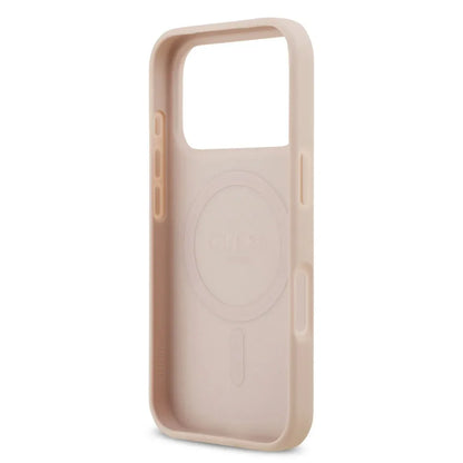 Guess MagSafe PU Leather Case With Peony Hot Stamp Design With Classsic Logo