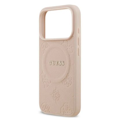 Guess MagSafe PU Leather Case With Peony Hot Stamp Design With Classsic Logo
