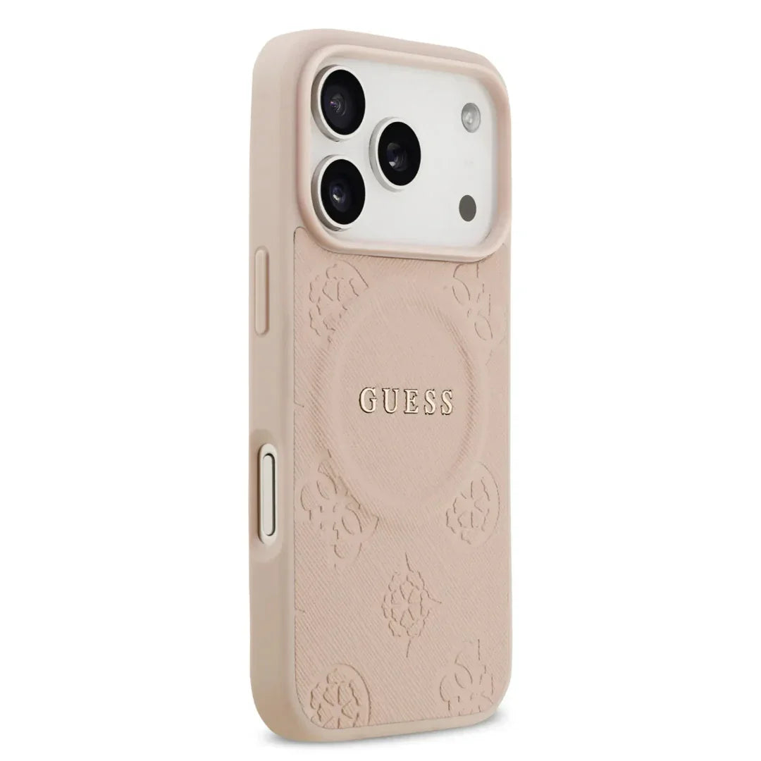 Guess MagSafe PU Leather Case With Peony Hot Stamp Design With Classsic Logo