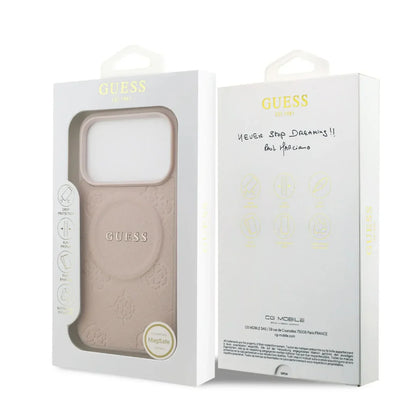 Guess MagSafe PU Leather Case With Peony Hot Stamp Design With Classsic Logo