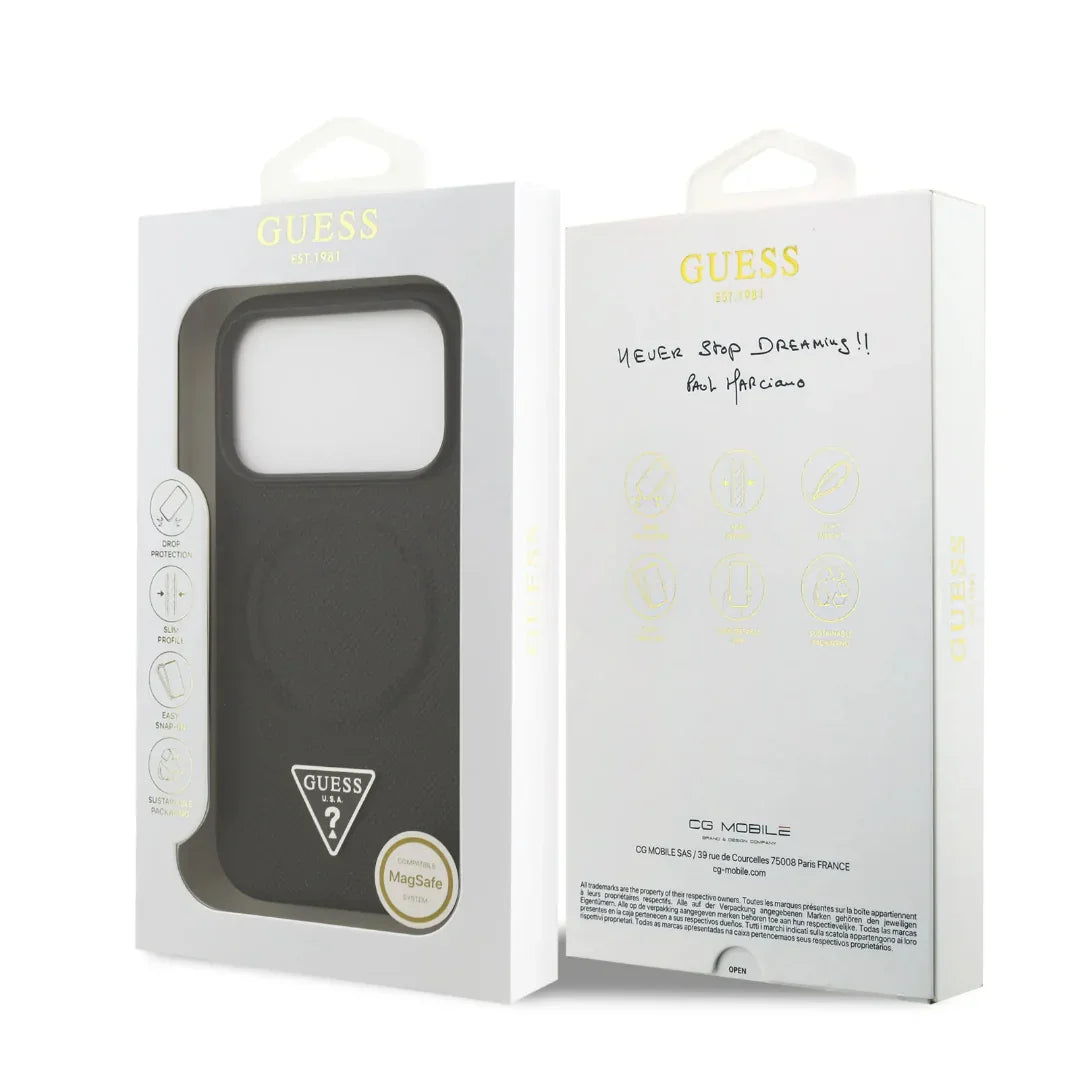 Guess MagSafe PU Leather Case With Triangle Logo