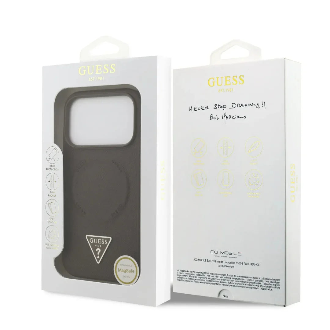 Guess MagSafe PU Leather Case With Triangle Logo