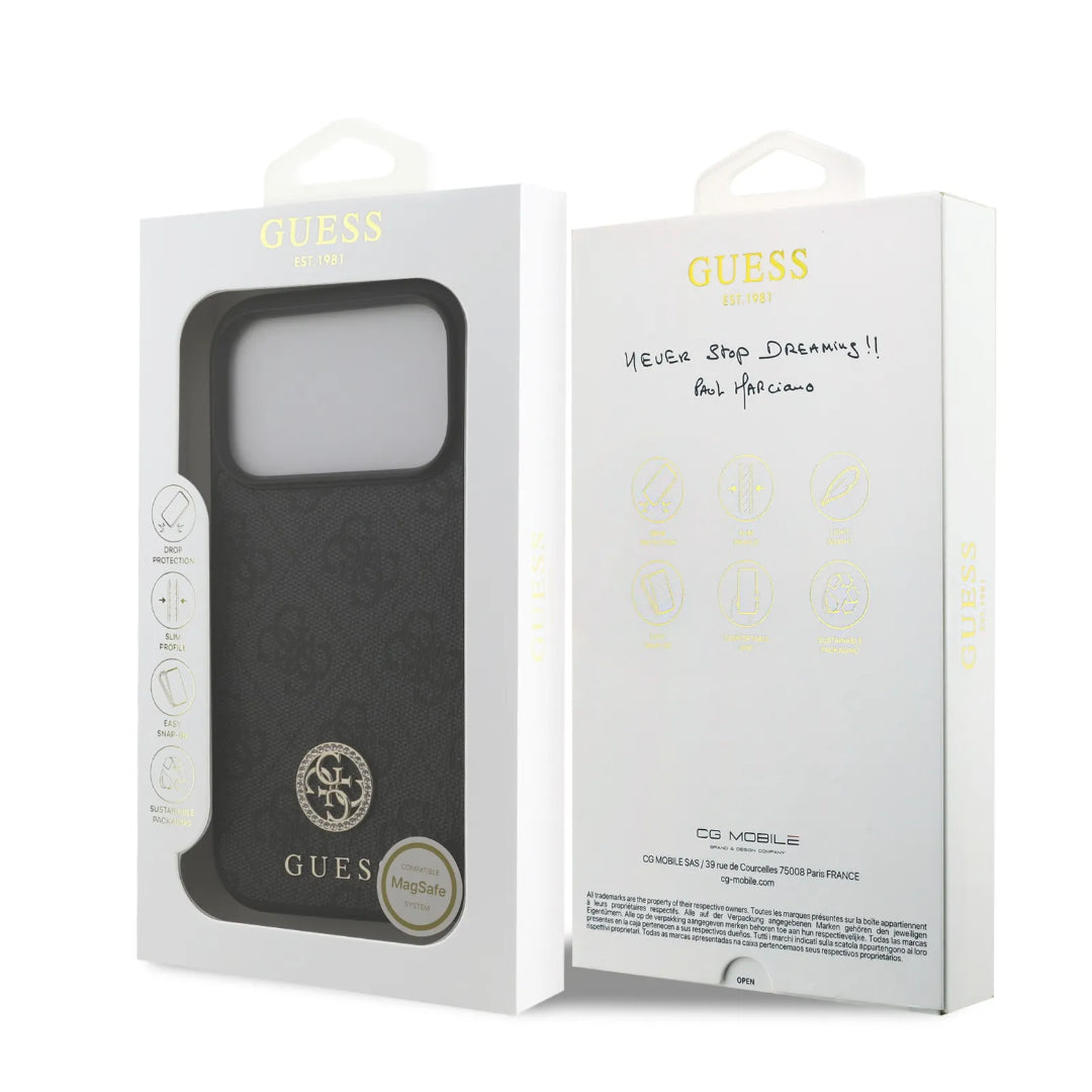 Guess MagSafe 4G PU Leather Case With Classc & Strass Logo