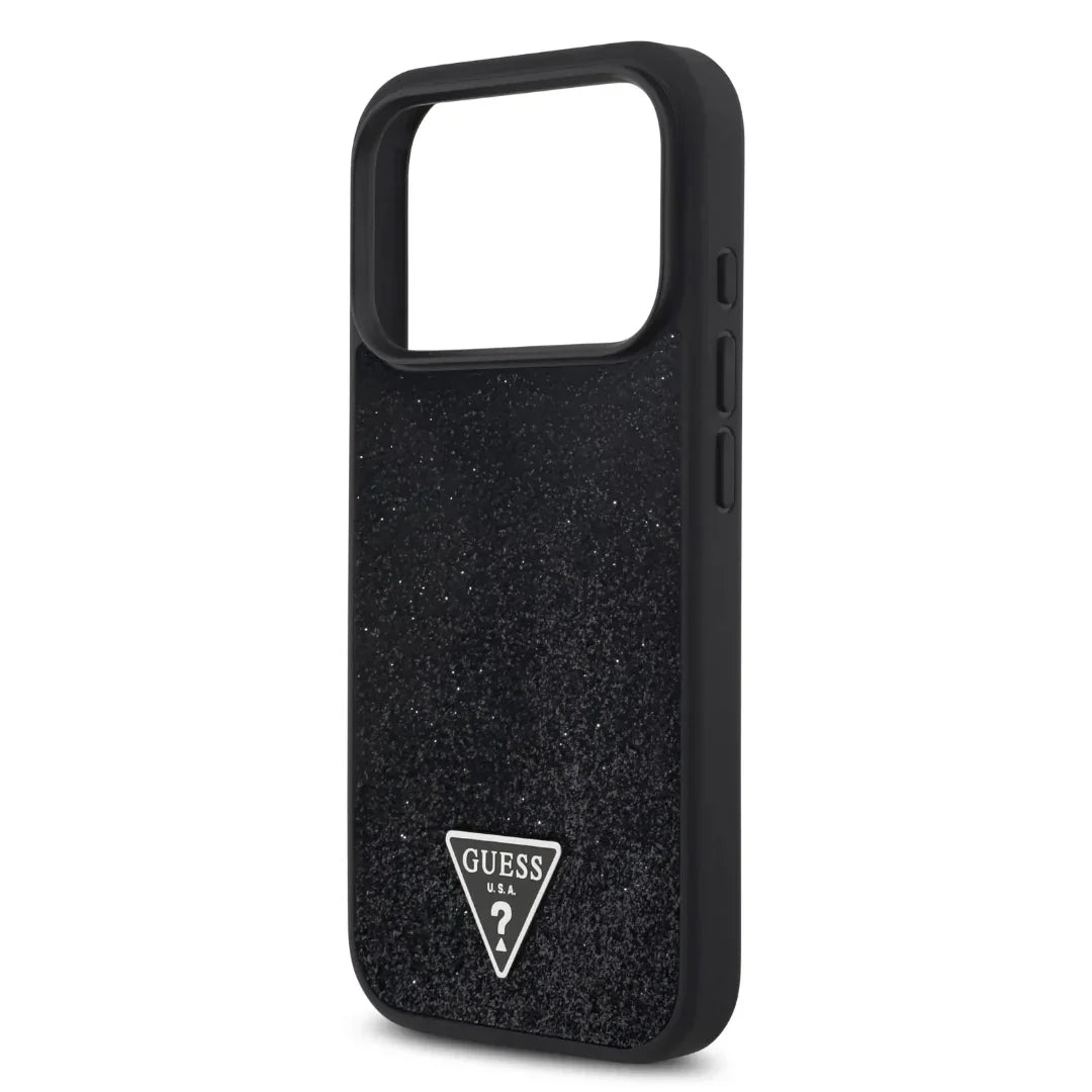 Guess MagSafe PU Leather Fixed Glitter Case With Triangle Logo