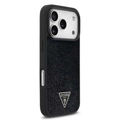 Guess MagSafe PU Leather Fixed Glitter Case With Triangle Logo