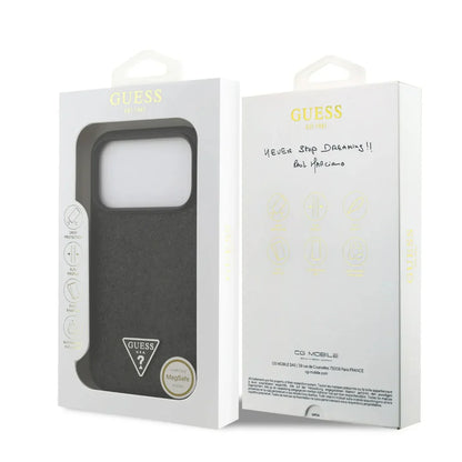 Guess MagSafe PU Leather Fixed Glitter Case With Triangle Logo