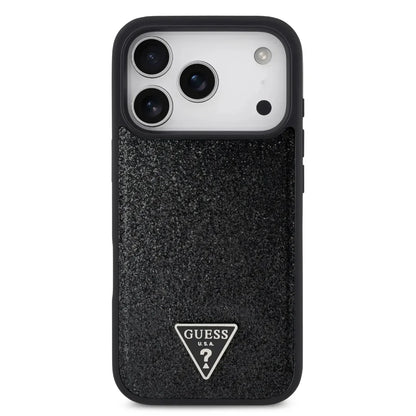 Guess MagSafe PU Leather Fixed Glitter Case With Triangle Logo