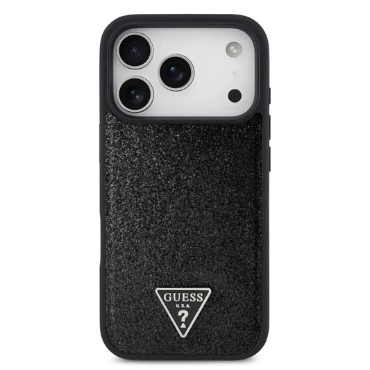 Guess MagSafe PU Leather Fixed Glitter Case With Triangle Logo