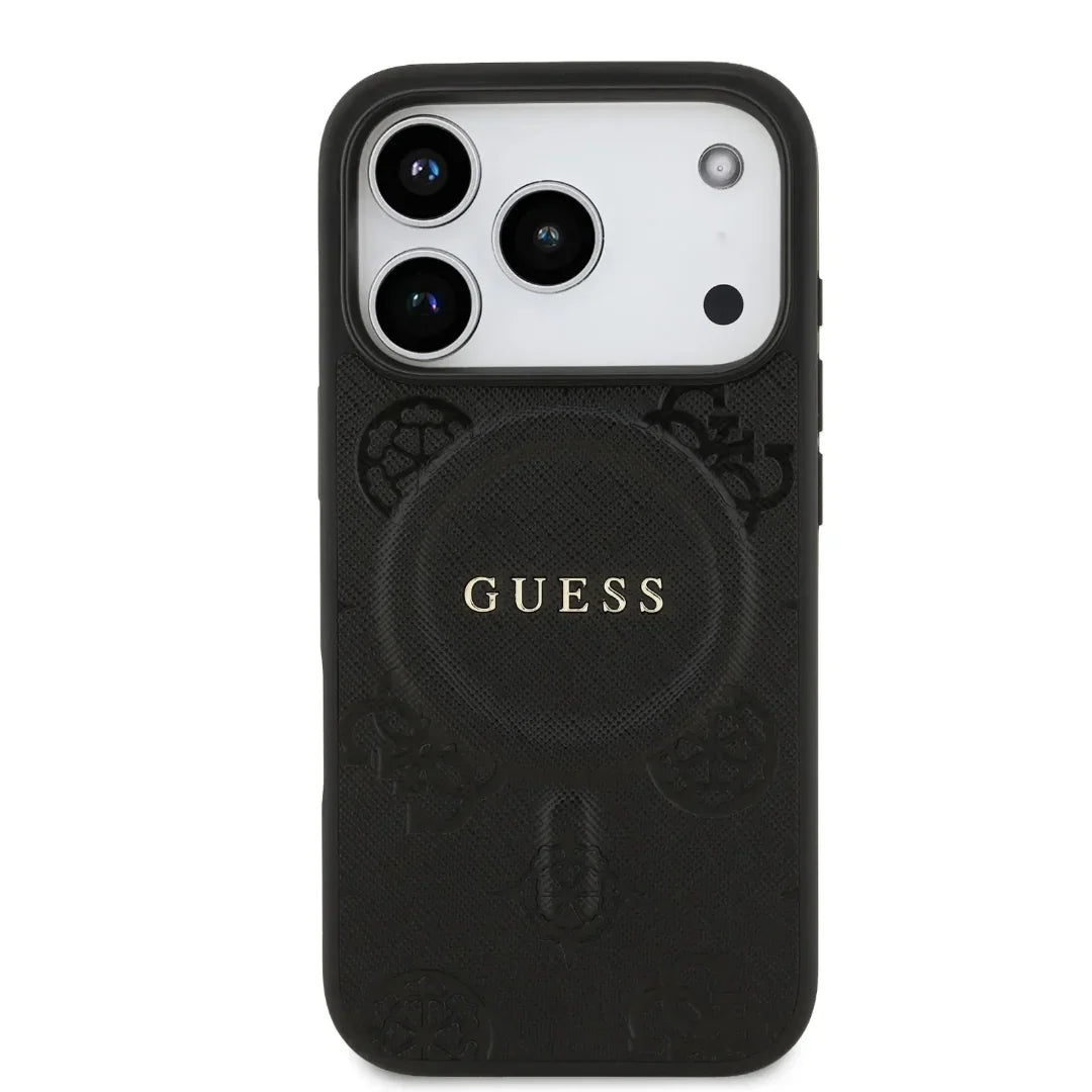 Guess MagSafe PU Leather Case With Peony Hot Stamp Design With Classsic Logo