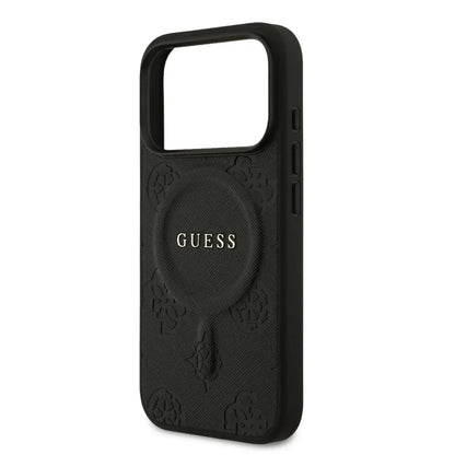 Guess MagSafe PU Leather Case With Peony Hot Stamp Design With Classsic Logo
