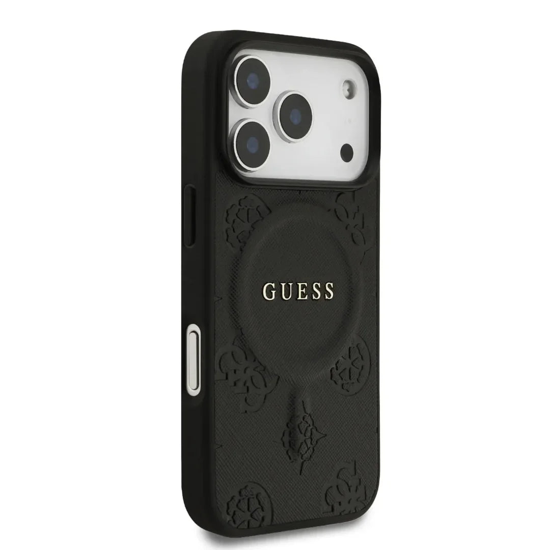 Guess MagSafe PU Leather Case With Peony Hot Stamp Design With Classsic Logo