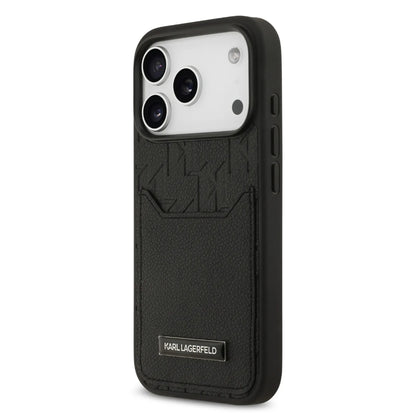 Karl Lagerfeld PU Grained Case With Card Holder & Monogram Hot Stamped Pattern