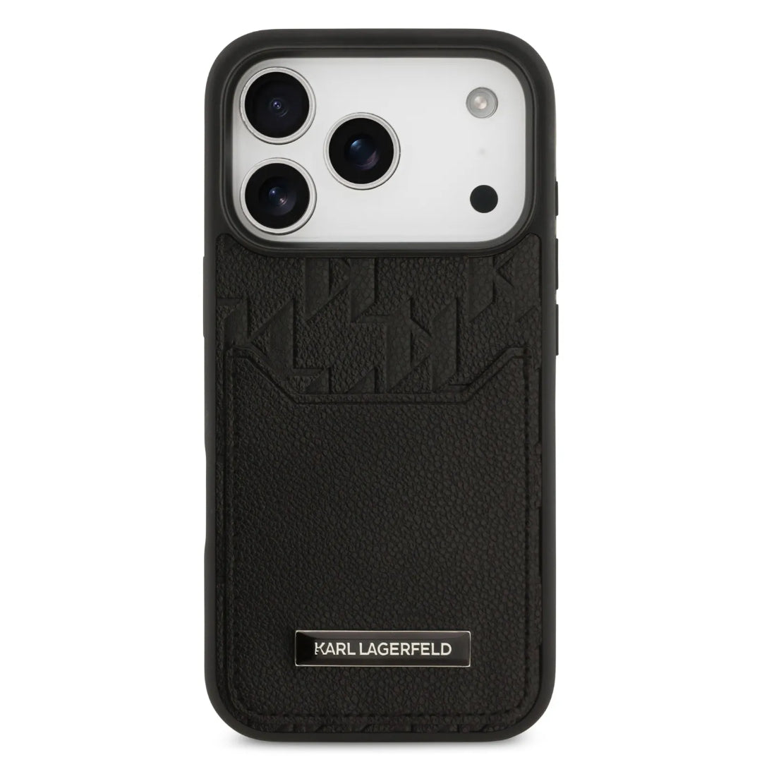 Karl Lagerfeld PU Grained Case With Card Holder & Monogram Hot Stamped Pattern