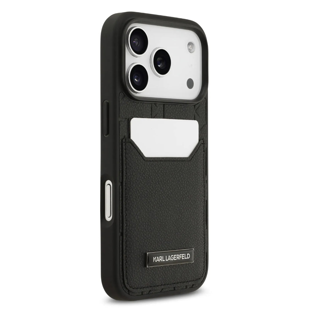 Karl Lagerfeld PU Grained Case With Card Holder & Monogram Hot Stamped Pattern