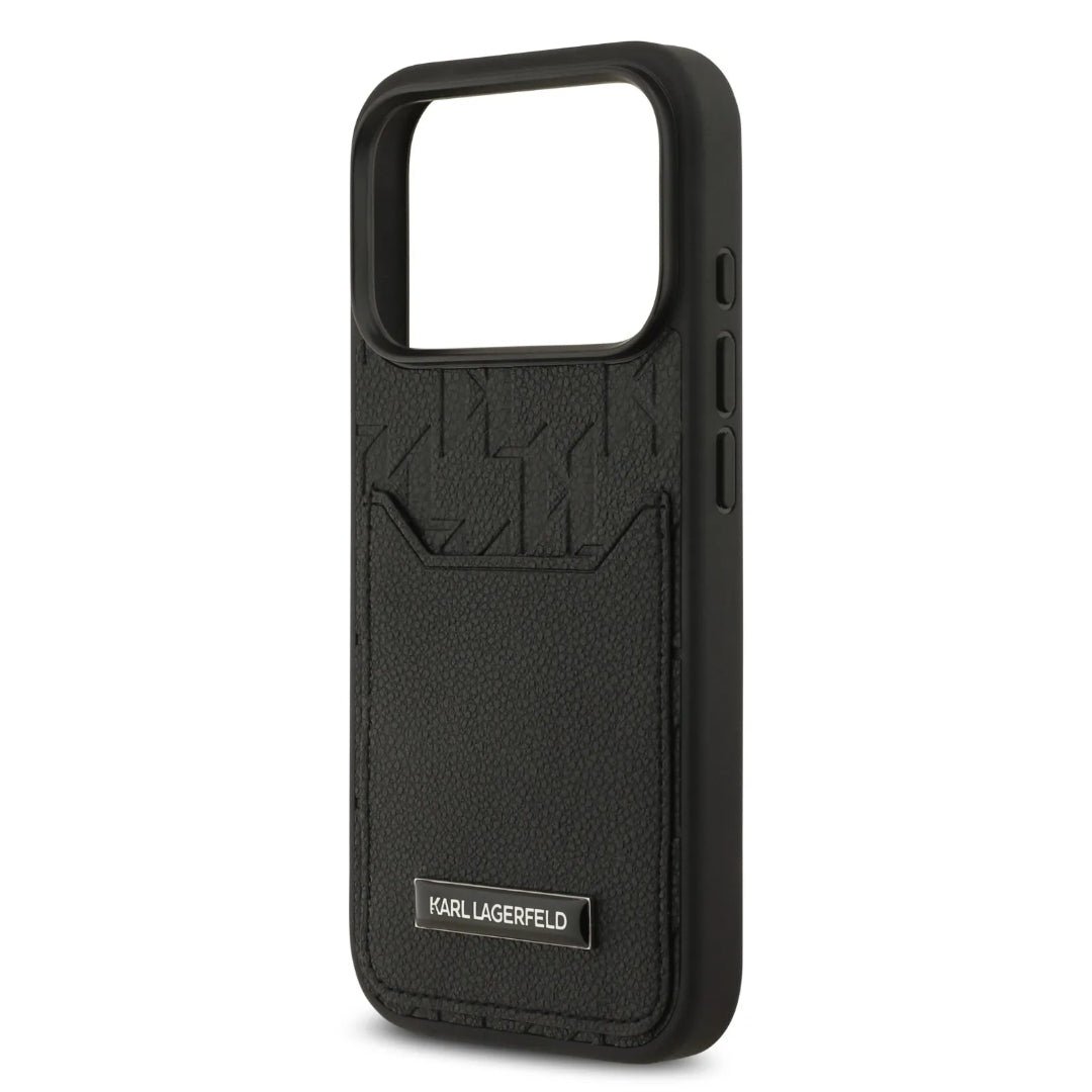 Karl Lagerfeld PU Grained Case With Card Holder & Monogram Hot Stamped Pattern