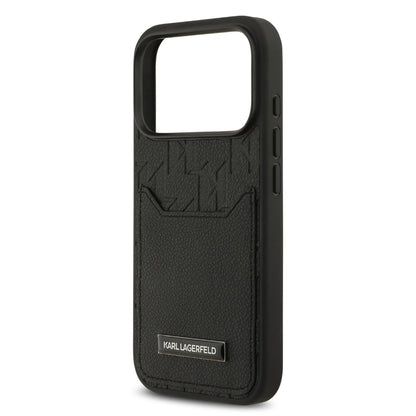 Karl Lagerfeld PU Grained Case With Card Holder & Monogram Hot Stamped Pattern