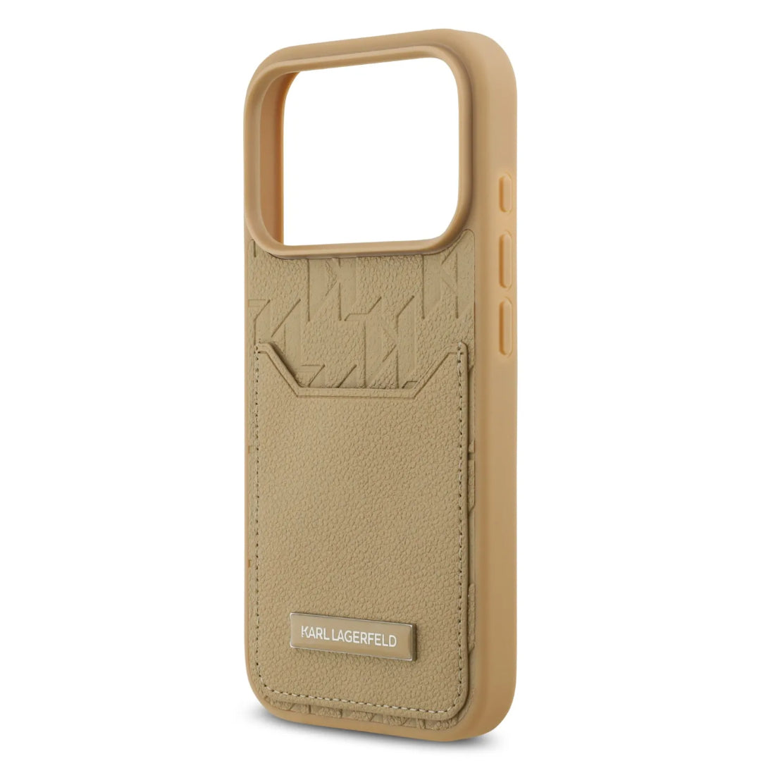 Karl Lagerfeld PU Grained Case With Card Holder & Monogram Hot Stamped Pattern