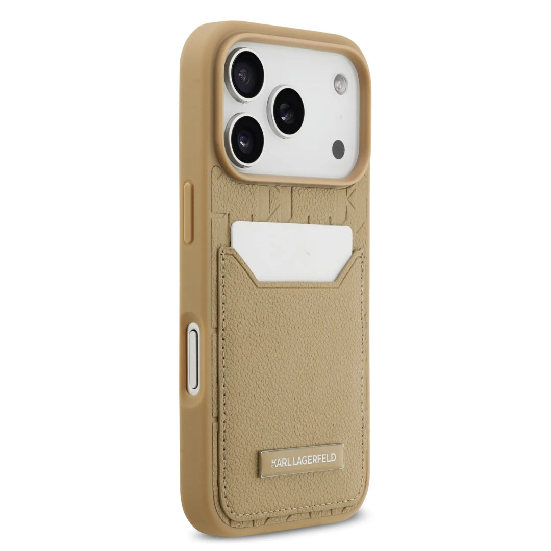 Karl Lagerfeld PU Grained Case With Card Holder & Monogram Hot Stamped Pattern