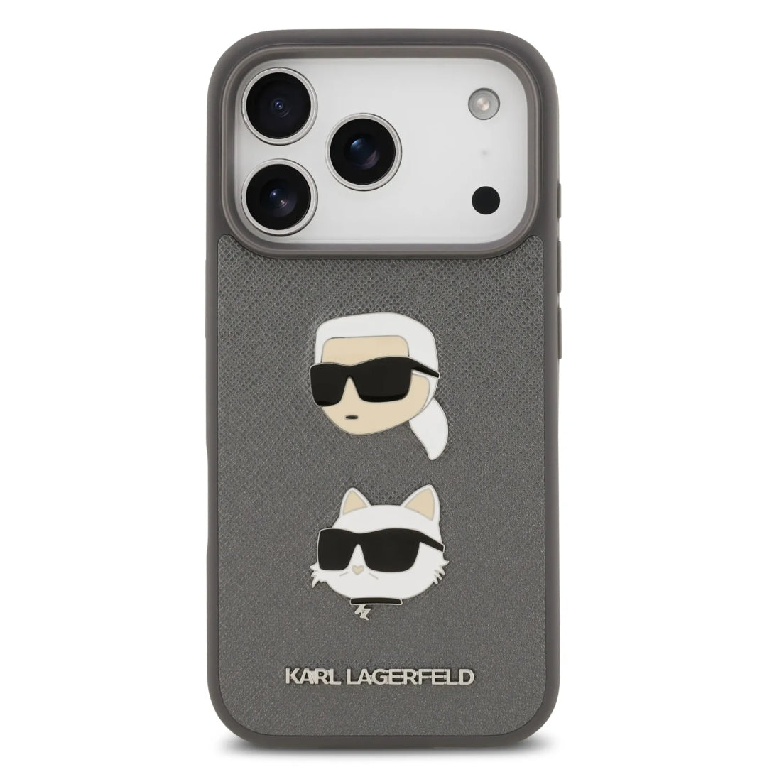Karl Lagerfeld Full Wrapped Saffiano Leather Case With Karl & Choupette Head Pins