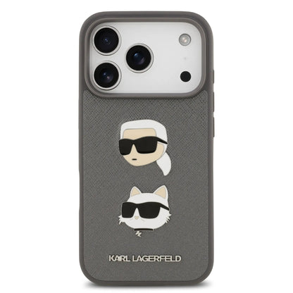 Karl Lagerfeld Full Wrapped Saffiano Leather Case With Karl & Choupette Head Pins