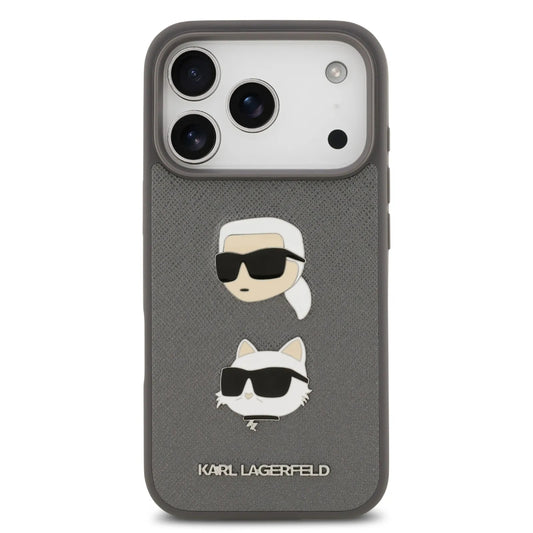 Karl Lagerfeld Full Wrapped Saffiano Leather Case With Karl & Choupette Head Pins